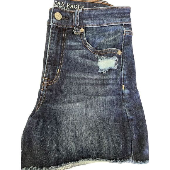 American Eagle Women’s Jean Shorts High Waisted SZ 4 Distressed Look Stretch - Picture 1 of 11